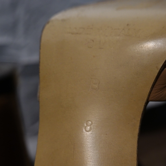 VINTAGE "Made in Italy for Byron's" Glam Multi-hued Brown Heeled Sandals, size 8 - Picture 6 of 11